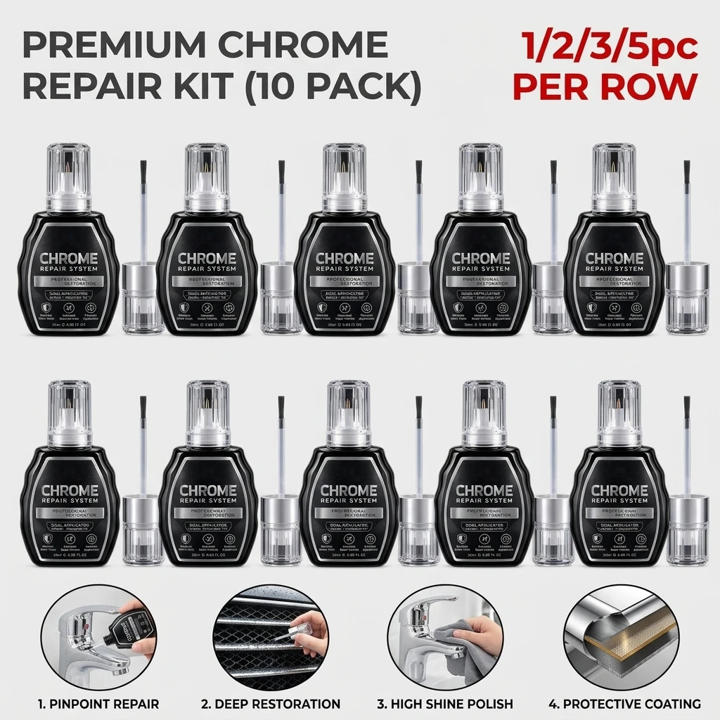 Double-Headed Brush Chrome Plated Metal Repair Solution for Precise Application Dullness & Fine Scratches Improvement