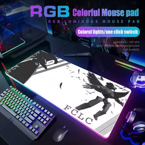 FLCL Mouse Pad Gamer Rgb Desk Mat Back Light Led Mousepad Setup Gaming Accessories Deskmat Big Mousepepad Backlight