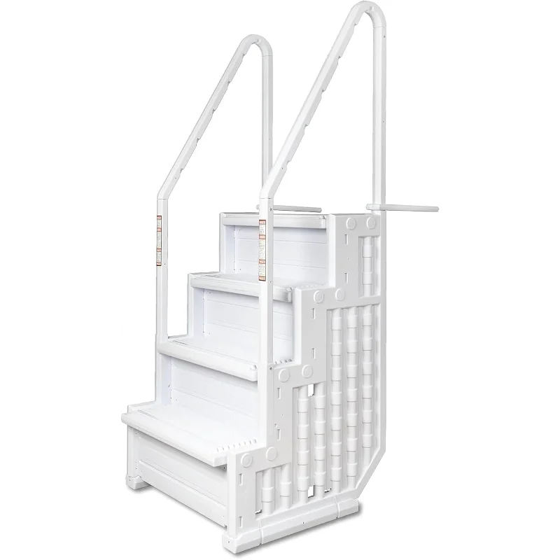 Poolzilla Premium Pool Step Ladder for Above Ground Pools - Deck Mounted Ladder w/Double Handrails - for 48’’ to 54’’ in. Above