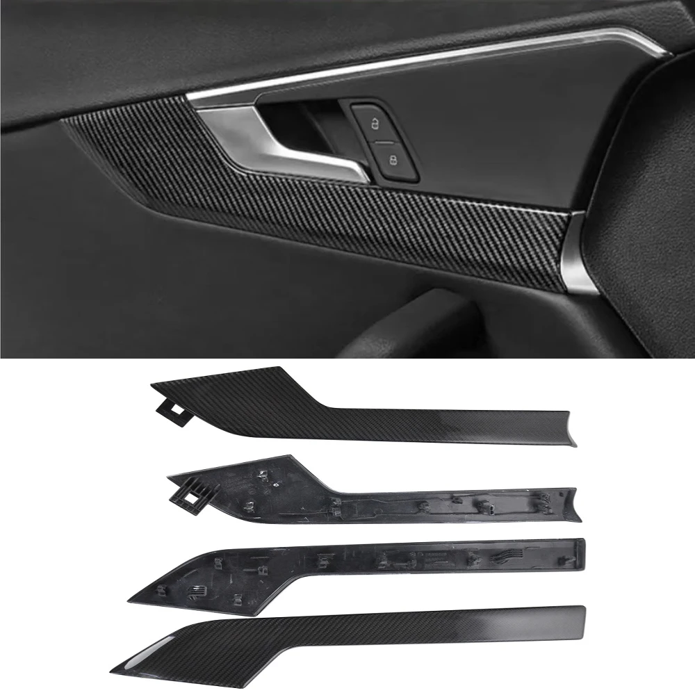 Replacement Real Carbon Fiber Interior Door Panel Cover Trim Accessories For Audi A4 S4 A5 S5 4 Door 2017-2021