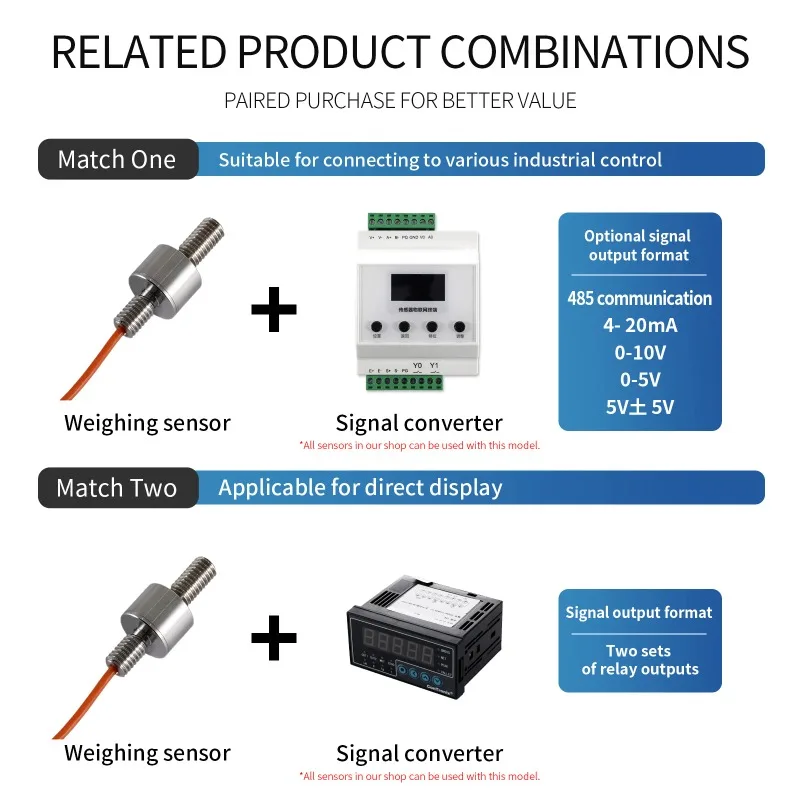Mini Load Cell Weight Sensor,Test Tension and Compression Force Weight Pressure Sensor for Scale Adapts HX711 10-500KG