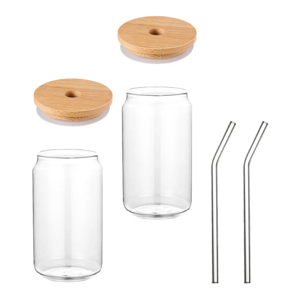 

2Sets Glass Straw Cups Comfortable Handle Lid Keeps Warm Juice Coffee Milk Tea Drinking Cups Water Mugs Beverage Mugs with Straw