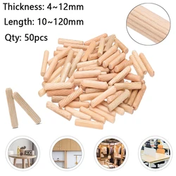 Diameter 4-12mm 50Pc Wood Dowel Pins Fluted Pins with Beveled Ends Made Tapered Pins Easy to Insert for Woodworking DIY Projects