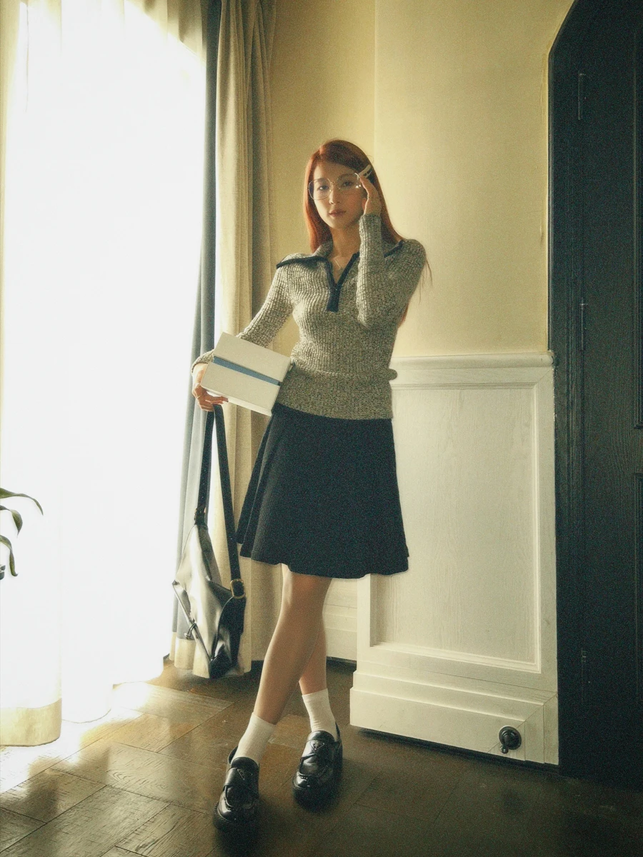 Thiened Zipper Sweater Women's Autumn New Sle Base Layer Inner Wear ey High-End Knitted irt Faionable Commute Sle