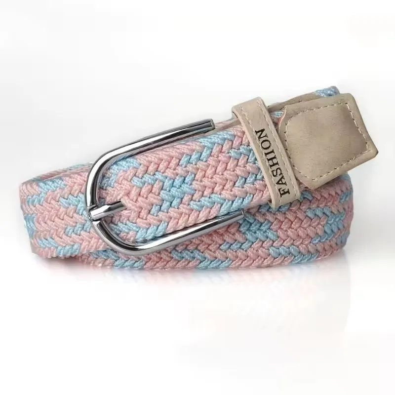 No-hole punch-free woven belt for men and women, elastic canvas belt, Korean style, versatile student pants belt, fashionable