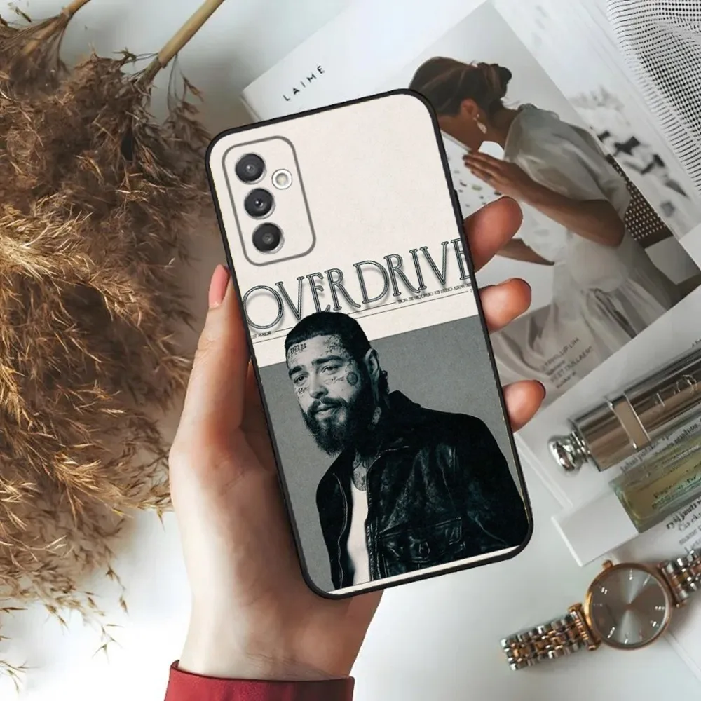 P-Post Singer M-Malone Phone Case For Samsung S24,23,22,30,21,10,9,Ultra,Plus,Lite,FE,5G Black Soft Case