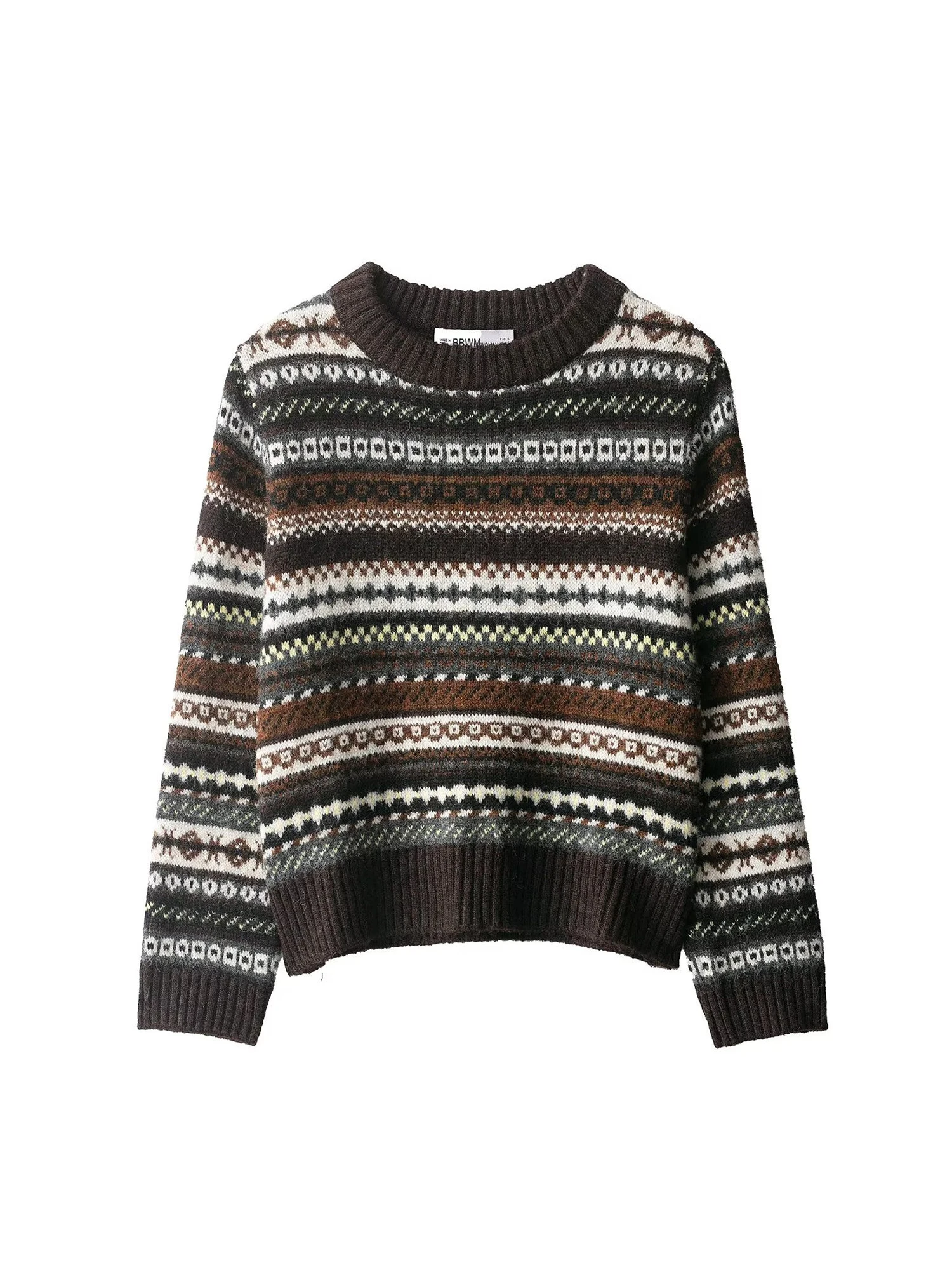 

Women Striped Jacquard Pullover Sweater Vintage Jumper Knit Long Sleeves Japanese Cashmere Sweater Autumn Winter 2000s Clothes