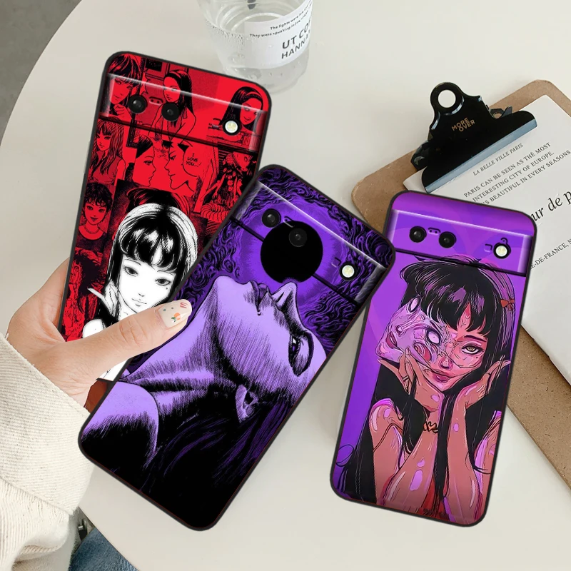 

Popular Anime Tomie Kawakami For Google Pixel 9 8 7A 7 6A 6 5A 5 4 4A XL 5G Black Silicon Shockproof Shell Back Phone Case