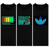 2025 New High Quality Man Cotton LED T Shirts Equalizer Sound Activated EL T shirt Amazing Lighting Led T-shirt Voice control