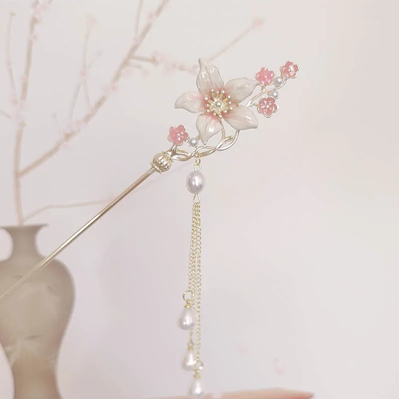 

Аксессуары для волос в древнем стиле, современные и простые заколки с цветами, заколки с кисточками, новые аксессуары Hanfu в китайском стиле.