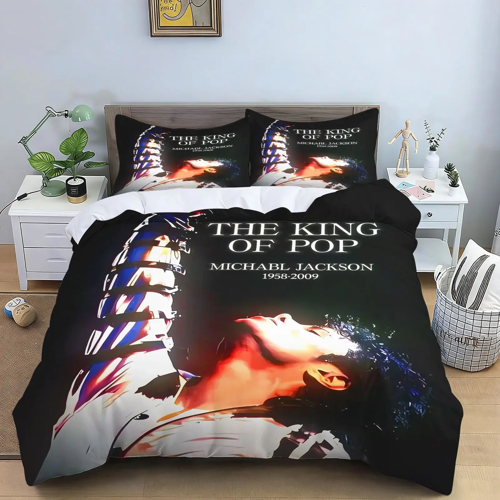 The King of Pop Michael Jackson Bedding Set 1958-2009 Commemorative Duvet Cover Pillowcase Bedroom Decoration