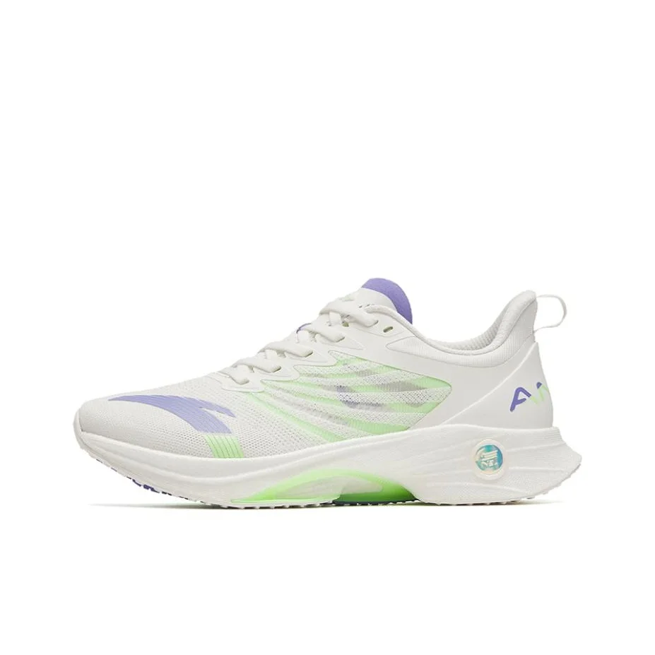 Anta MACH 3.0 Cushioning Abrasion Resistant Lightweight Low top Running Shoes Women's White Purple Green 122325583-2