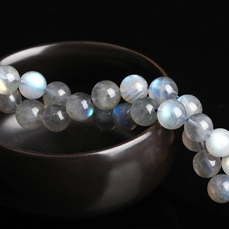 High Quality Natural Gray Labradorite Stone Beads Round Loose Spacer Gem Bead for Jewelry Making Moonstone DIY Bracelet Supplies