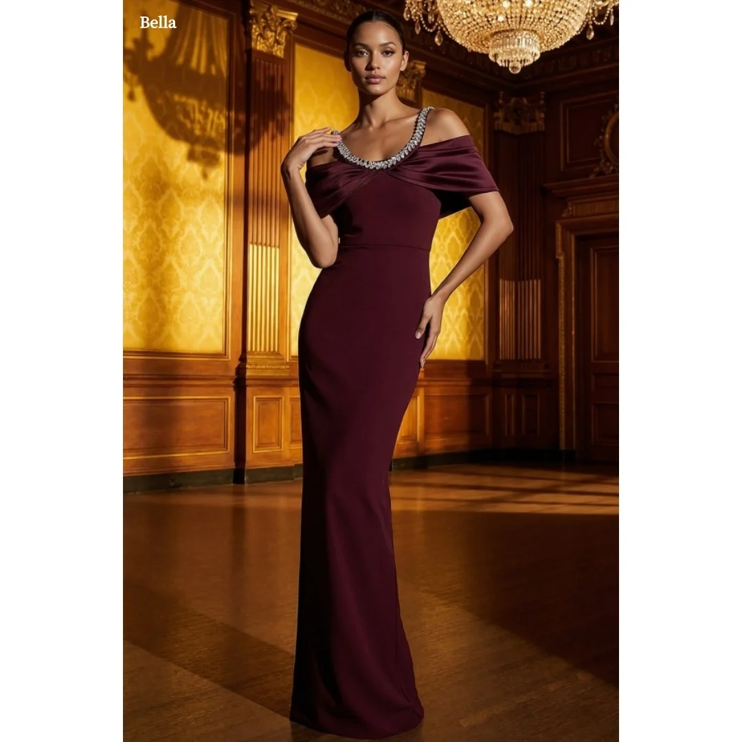 

Bella Customized Robes De Soirée Pour Femmes Élégante Robe De Soirée Sirène Bourgogne À Bretelles Strass Robe De Bal Prom 2026