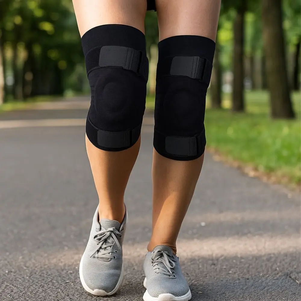 

Breathable Knee Pad Non-slip Double Straps Knee Brace Support Spring Support Adjustable Compression Sleeve Exercise
