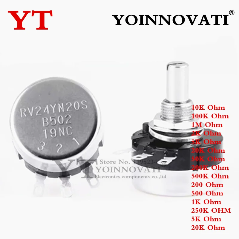 1PCS RV24YN20S B201 B501 B102 B202 B502 B103 B203 B503 B104 B204 B254 B504 B105 500 ohm 10K 20K 50K 100K 200K ohm Potentiometer