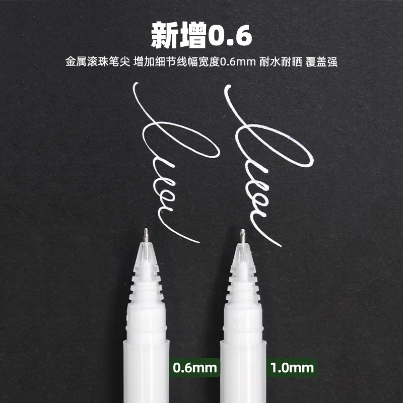 Croma 0,6 mm/1 mm Highlight White Gel Pen 1/3 Stück feine Spitze weiß Fluoreszierender Marker Animationskizze Zeichnung Kunst Schreibzubehör – Detail 2