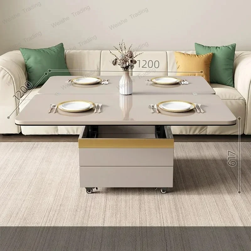 

Modern Marble Folding Coffee Table With Storage For Living Room, Table Basse Furniture For Terrace And Lounge Side Table