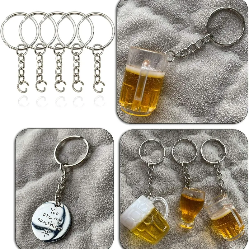 DIY Pattern Keyring Open Loop Key Chain Split Ring Hanging Chain Metal Key Ring Light Small Keychain Key Pendants Accessories