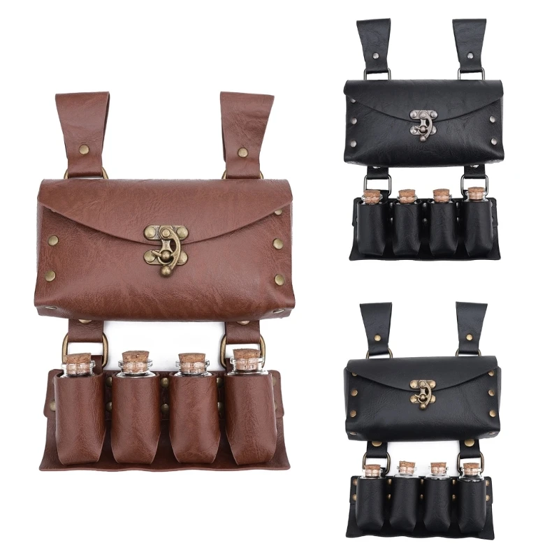 Medieval Leather Waist Bag Wizard Waist Pouches Side Pack for Halloween Dress up