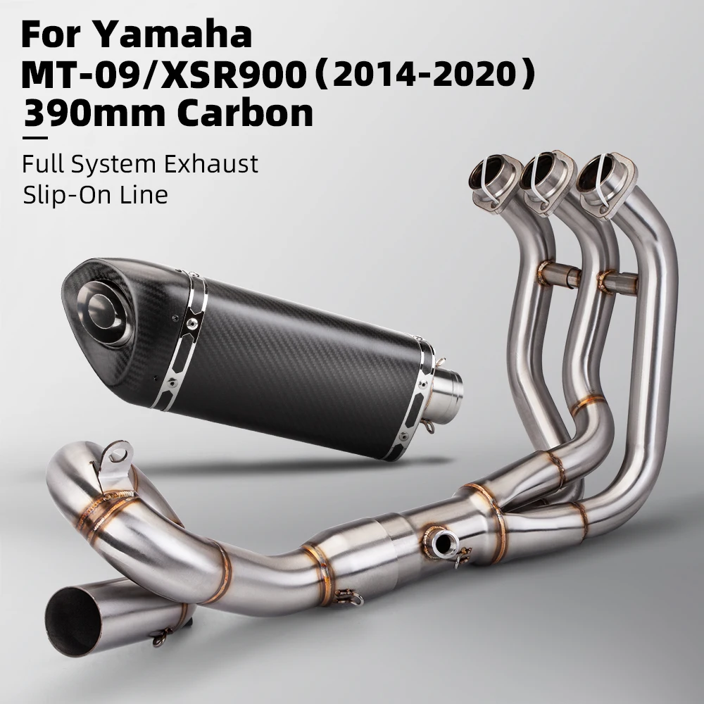 For YAMAHA MT09 FZ09 XSR900 full Motorcycle Exhaust System Escape Slip On 51MM  Donut Front Tube Link Pipe Connect Original 51MM