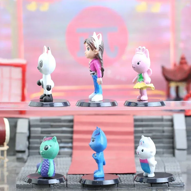 6pcs 세트 개비 인형 집 액션 피규어 인형 Kawaii 애니메이션 그림 모델 어린이 장난감 룸 데스크탑 장식 케이크 장식