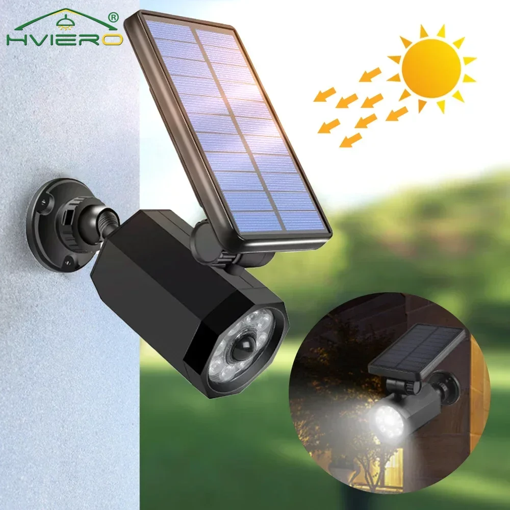 LED Solar Wall Light Simulation Monitoring Fake Camera Waterproof Human Infrared Sensing Outdoor Courtyard Lamp Bright Lighting