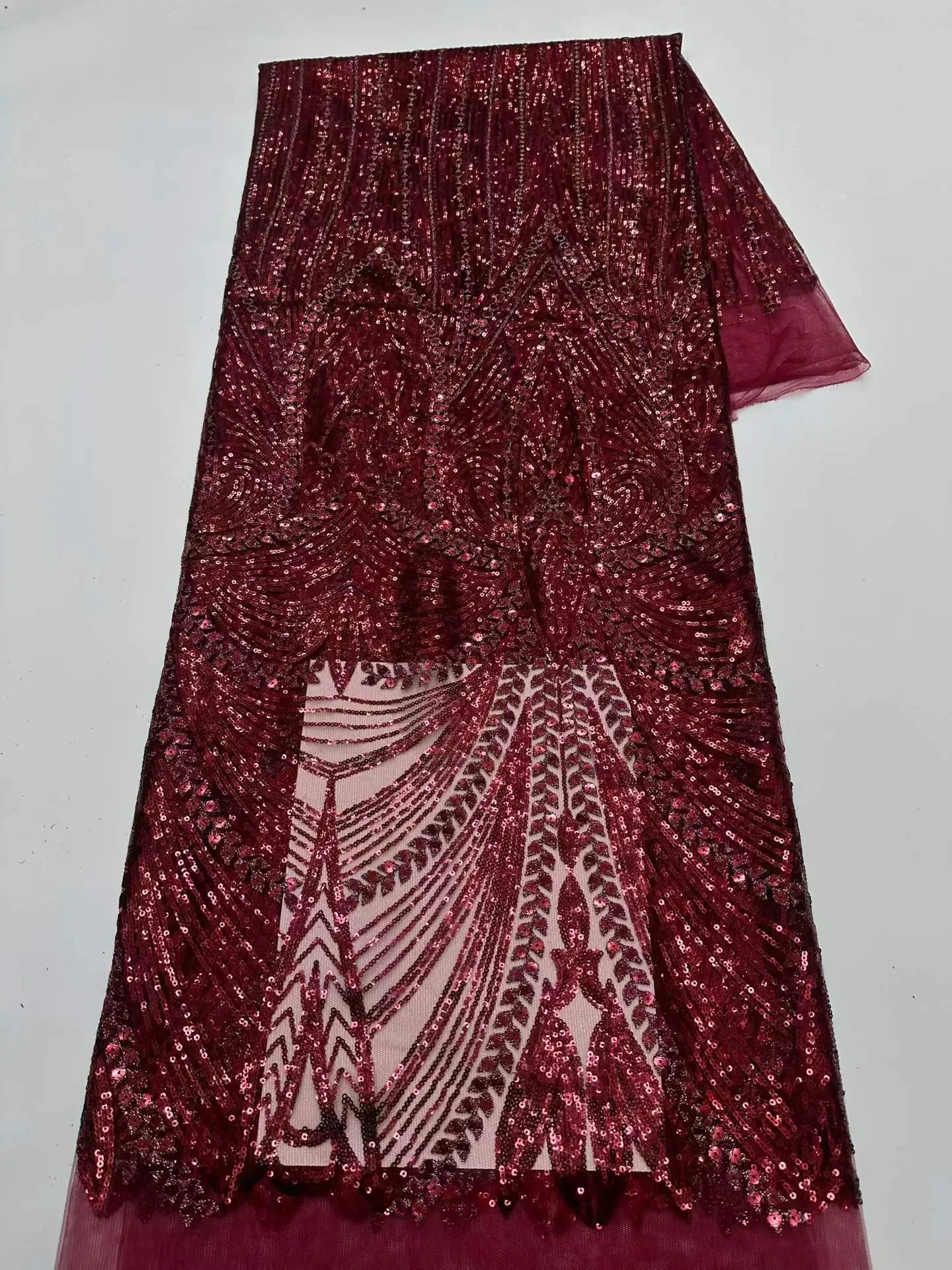 Luxury 2026 Sequins African Lace Fabric High Quality Tulle Lace Fabric 5 Yards Nigerian Lace Fabric for Sewing Wedding Dress
