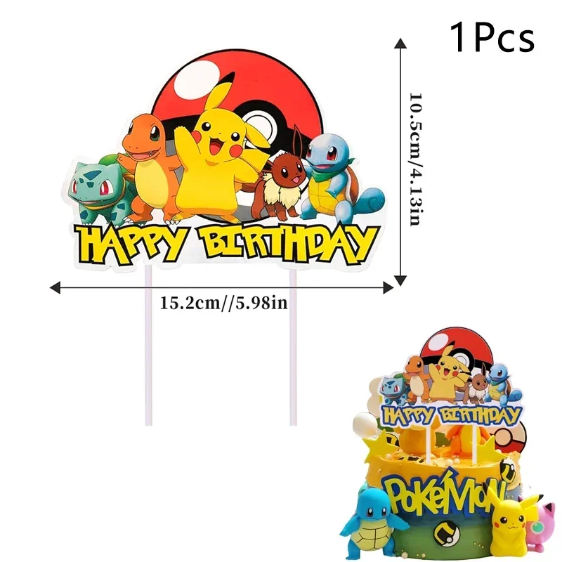 Pokémon Pikachu Cake Topper, Figura Anime, Decoração Da Festa, Feliz Aniversário Enfeites, Kids Gift Supplies