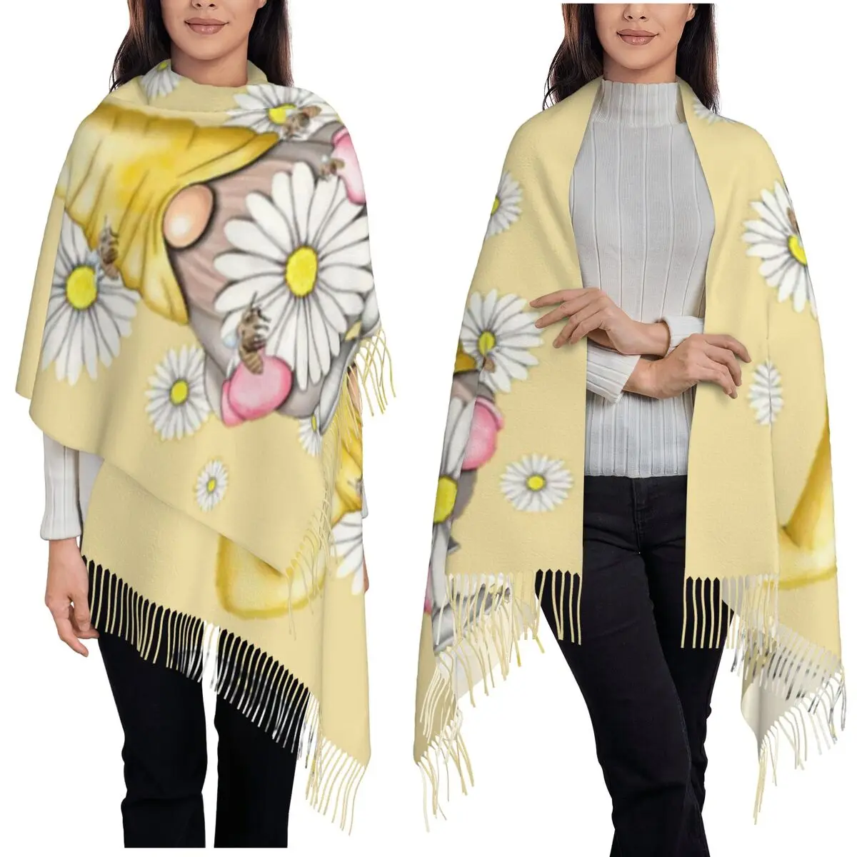 

Sunflower Gnomes Scarf Tassel Scarves for Women Soft Warm Shawls and Wraps Long Fall Winter Shawl Wrap