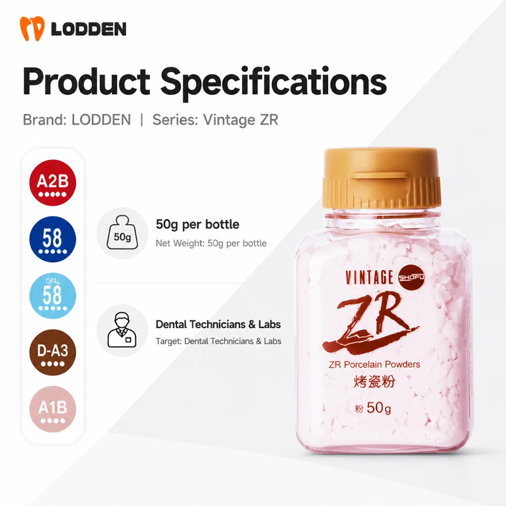 Shofu ZR Porcelain Powder 50g Dental Lab Veneering Powder for Zirconia Crowns High Fusing All Ceramic Metal Free Restoration