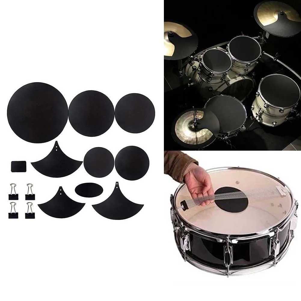 14Pcs Drum Mute Pads Silencer Drumming Practice Rubber Foam Pad Cymbal Mute Pad 55/40.2/35.2/30.5/25cm Musical Instruments Tools