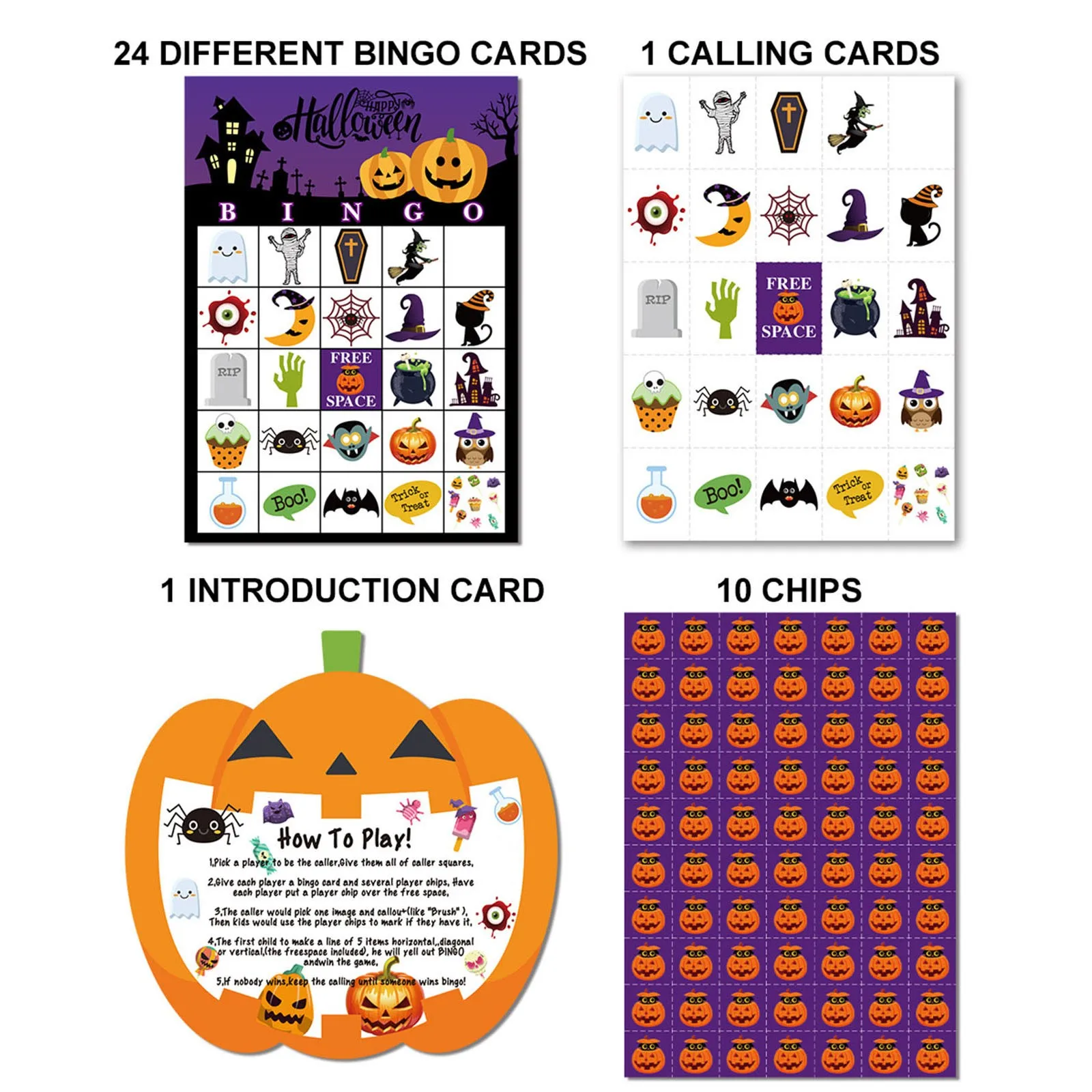 Gry na Halloween-Halloween Bingo Party Table Cards-Kids Halloween Games Halloween Party Favors - Halloween Toys & Party Supplies