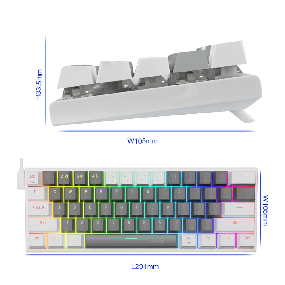 E-YOOSO Z11 RGB USB 60% Mini Mechanical Gaming Keyboard Blue Red