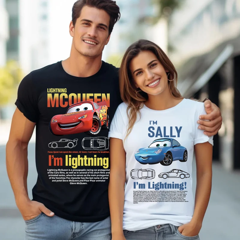

Family Summer Men's Women's Sally I'm Lightning Cars McQueen Graphic T-Shirt Accessories Fun Cotton Couple Top Kids T-Shirt