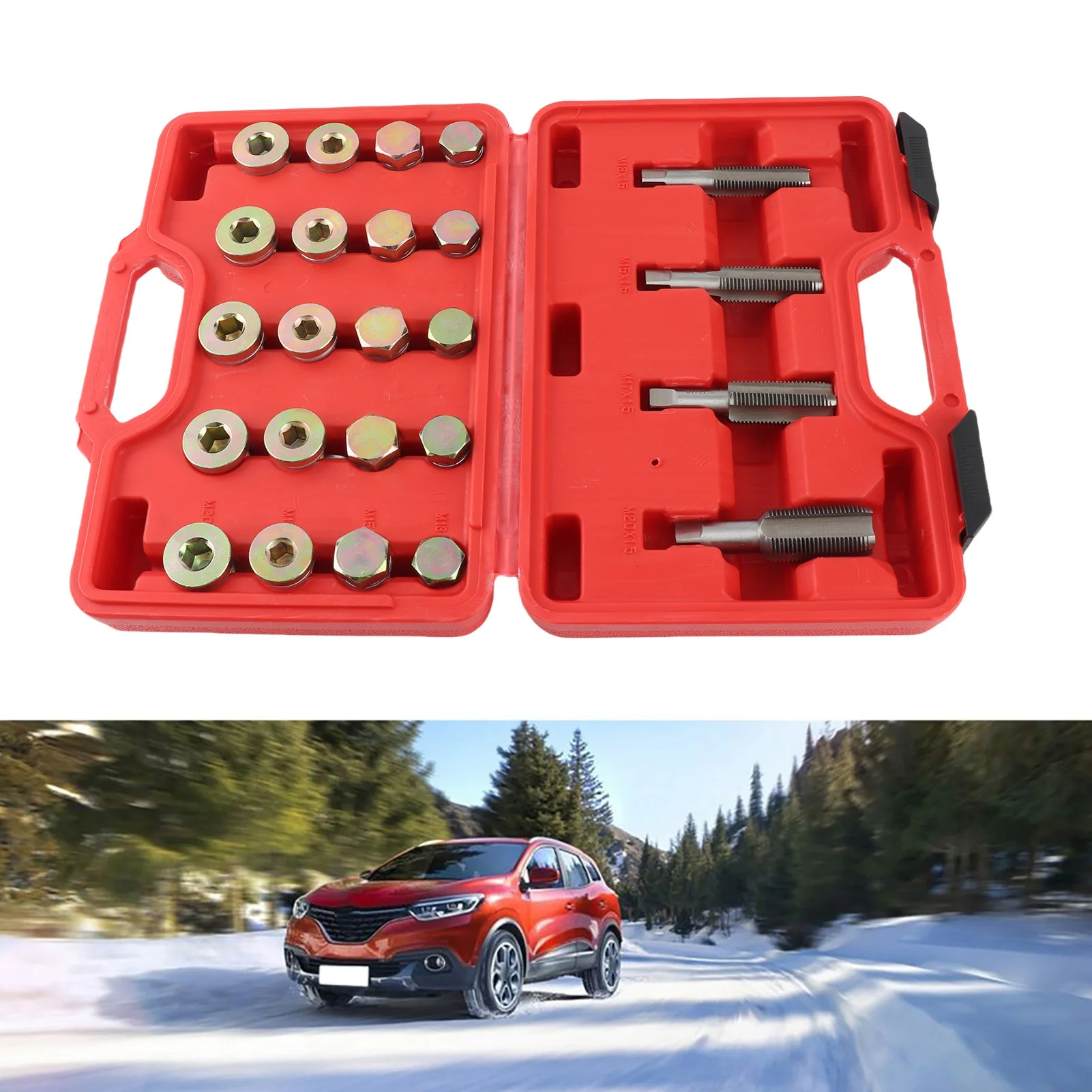 64PCS Oil Pan Thread Repair Kit Sump  Drain Plug Tool Set M13 M15 M17 M20 Oil Pan Thread Repair Tool