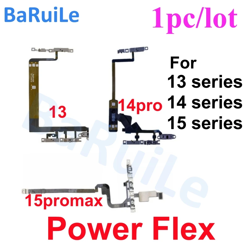 BaRuiLe Power Volume Flex Cable For iPhone 13 14 Pro Max Mini 15 Plus Side Button Metal Proximity Distance Replace Part