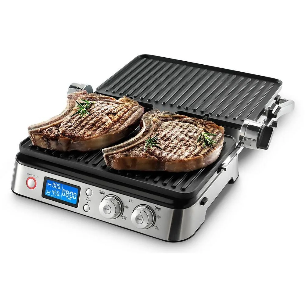 Elektrischer Kontakt grill Edelstahl Antihaft-Innen-LCD-Display Steak Grill Grill Grill Waffeleisen Hamburger Grill