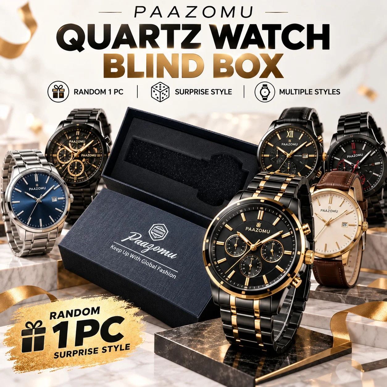 2026 New Men's Quartz Watch Mystery Blind Box Random Style Fashion Wristwatch Surprise Gift Box for Men Business Casual Watches
