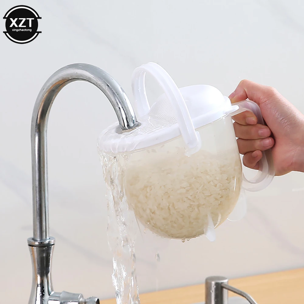 

1PCS Food Grade Transparent Plastic Cleaning Rice Bean Sieve Hands-free Kitchen Rice Cleaning Tool Portable Kitchen Accessories