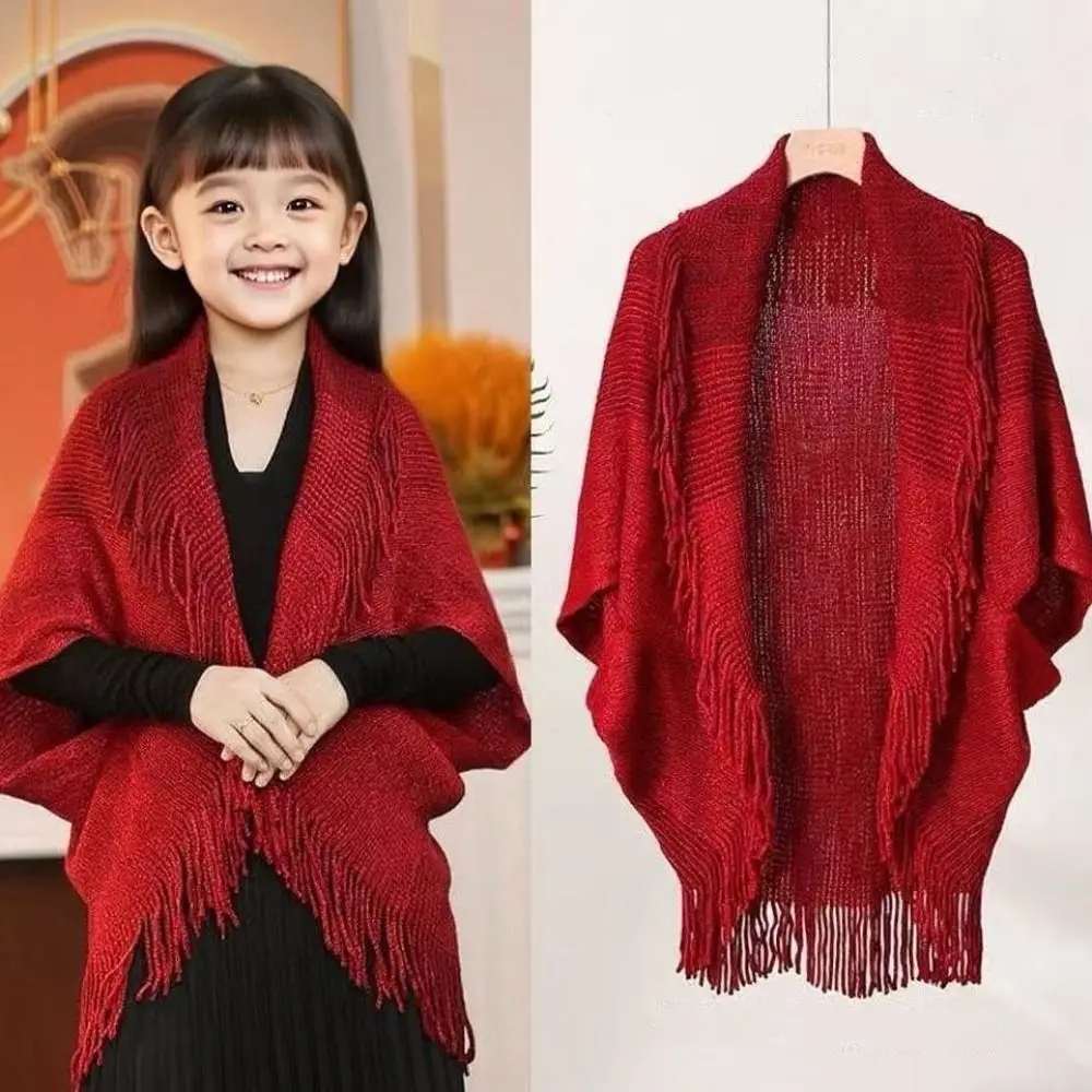 

Монгольское пончо градиентного цвета, зимний теплый полосатый кардиган, шаль с кисточками, пальто из искусственной шерсти в этническом стиле, накладки для