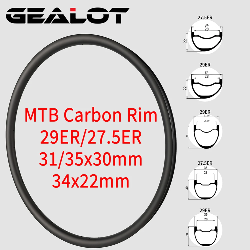 

29ER/27.5ER MTB Carbon Rim Mountain Bike Disc Asymmetry/Symmetry Clincher Tubeless 31x30mm 35x30mm 34x22mm 22mm/30mm Depth UD 3K