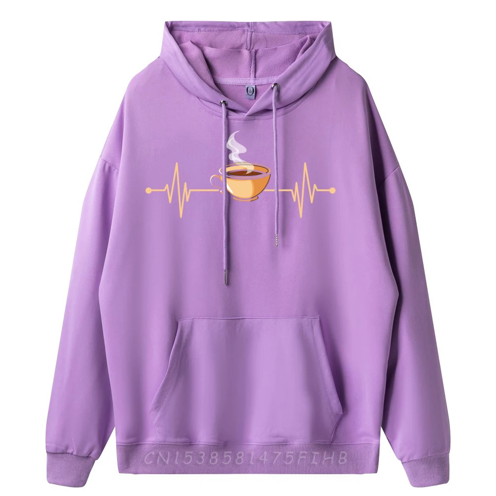 Drinking Coffee Heartbeat Cute Coffee Lover Luxury Hoodies Men High Quality Oversize Long Sleeve Hoodies Plus Size
