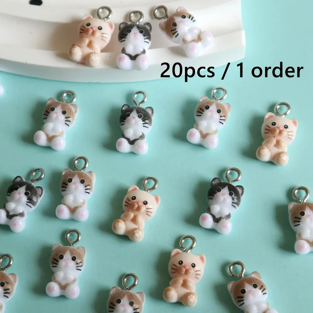 Niedliche Mini-Katzenanhänger - 20 Stück Entzückende Harz-Anhänger für DIY-Schmuckherstellung - Modische Accessoires - Großhandel Bastelgeschenke
