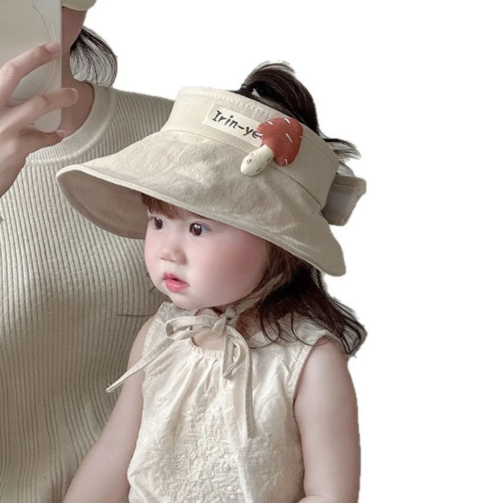 

Fashion Breathable Empty Top Kids Sunhat Wide Brim Korean Style Baby Sunscreen Cap Hollow Cotton Duck Tongue Hat Outdoor