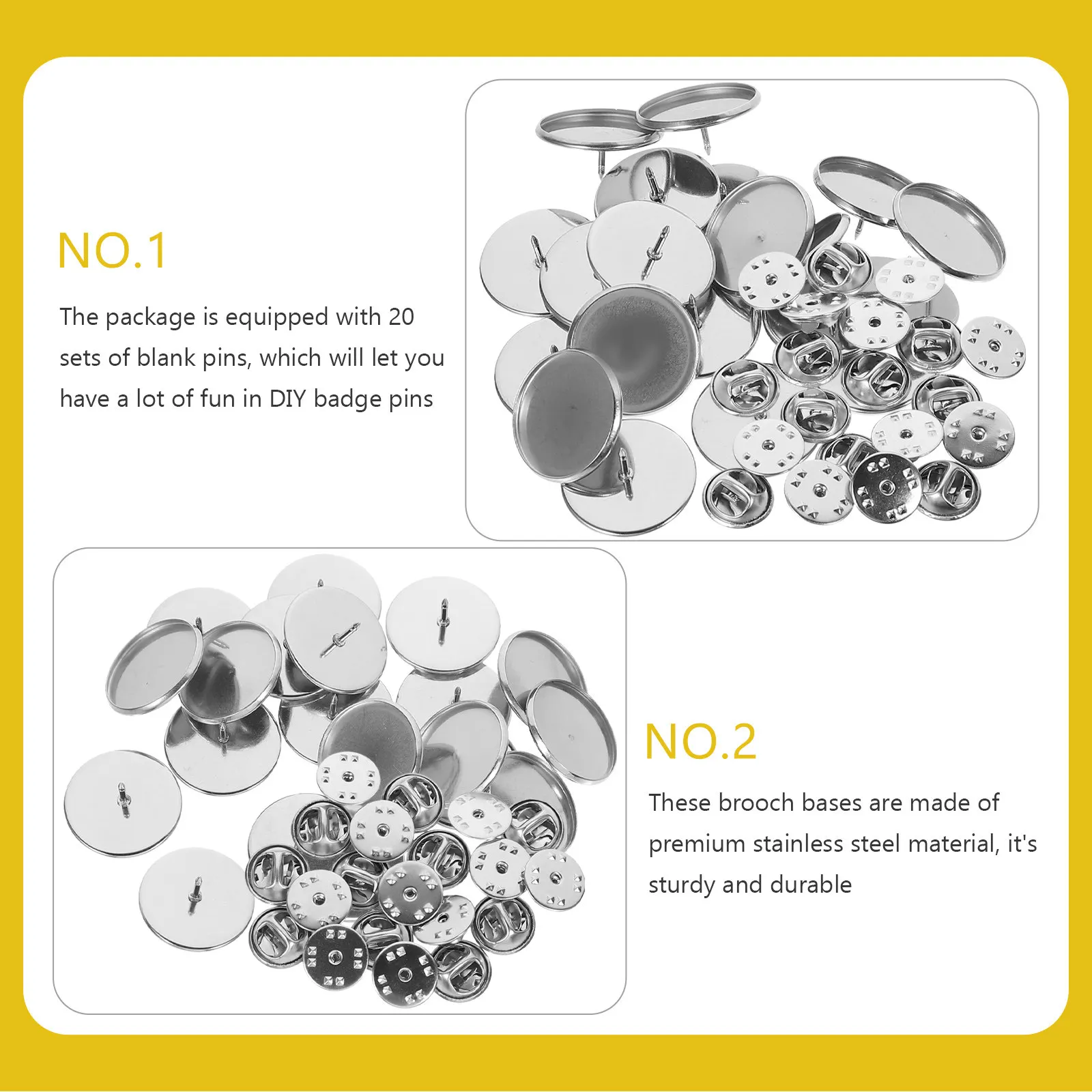 

20 наборов премиальных основ для брошей из нержавеющей стали, заготовки для изготовления булавок, принадлежности для рукоделия, безопасные булавки-заготовки для украшений и значков