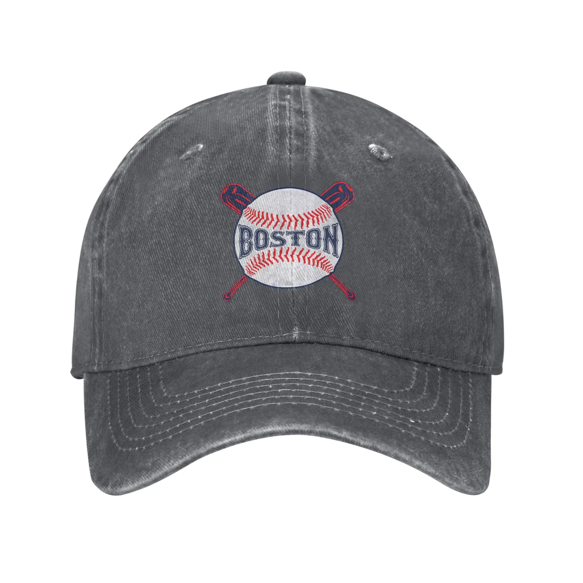Fashion Vintage Boston Baseball baseball cap  Washed Denim Cap Cap For Women