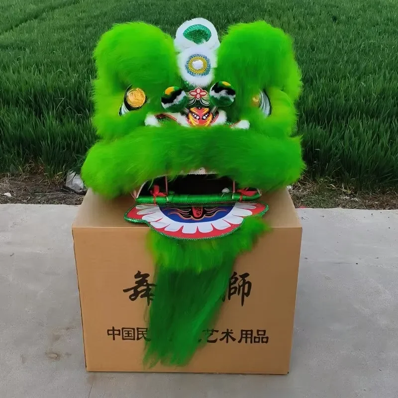 Green Golden Lion Dance Costume Full Body Traditional Folk Mascot Suit Southern China Festival Performance Outfit for Adults