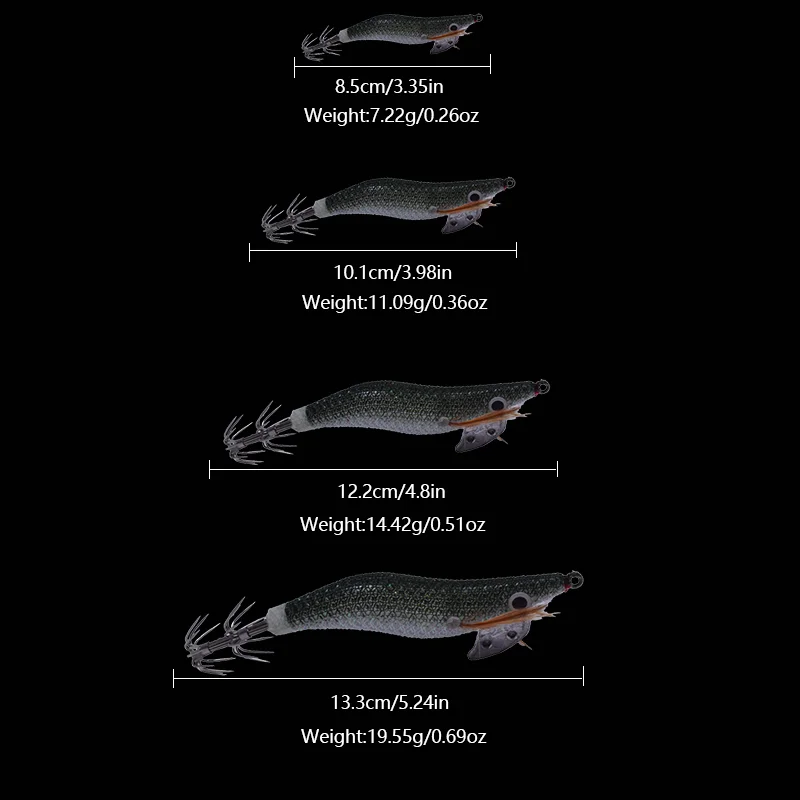 1 pc Luminous wood shrimp squid hook fluorescent fishing bait lure mock rocket squid strengthening hook  fishing accessories