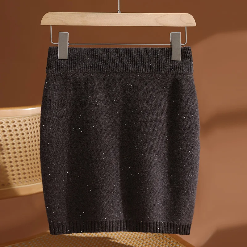 100% Merino Wool Women's Mini Skirt Autumn Winter Knitted Thick Female Short Skirt Above Knees Office Korean Popular Fashion